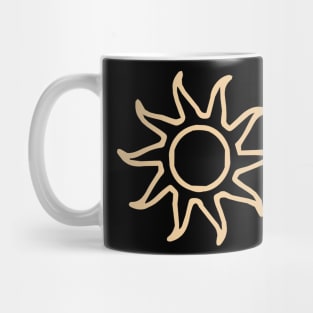 bohemian astrological design with sun, stars and sunburst. Boho linear icons or symbols in trendy minimalist style. Modern art Mug